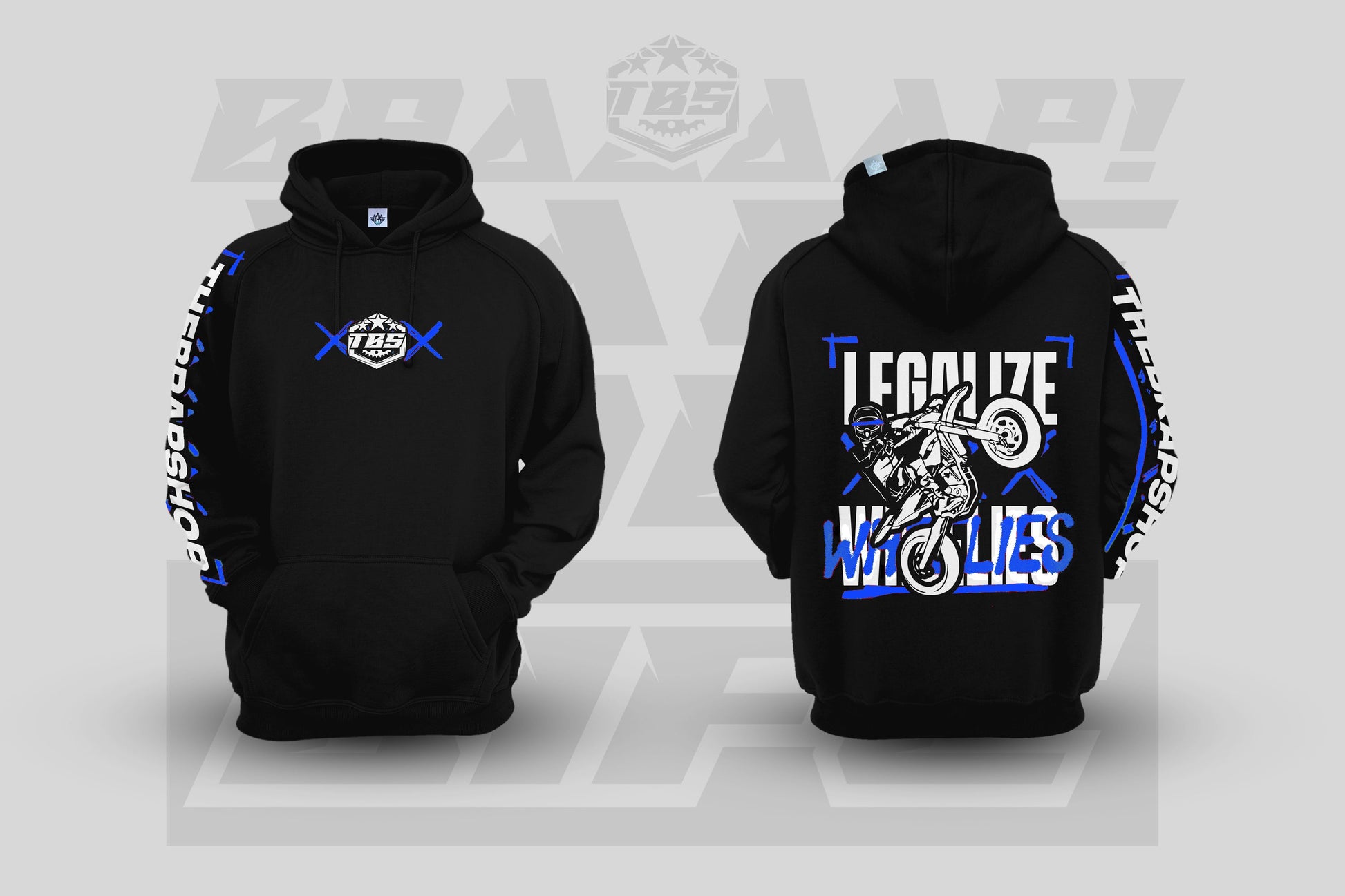 exhaust_protector - thebrapshop - headlight_vinyl - hoodie - t-shirt - legalize_wheelies - braap - braaap - brap - wheelie - supermoto - supermotard - sm - motard