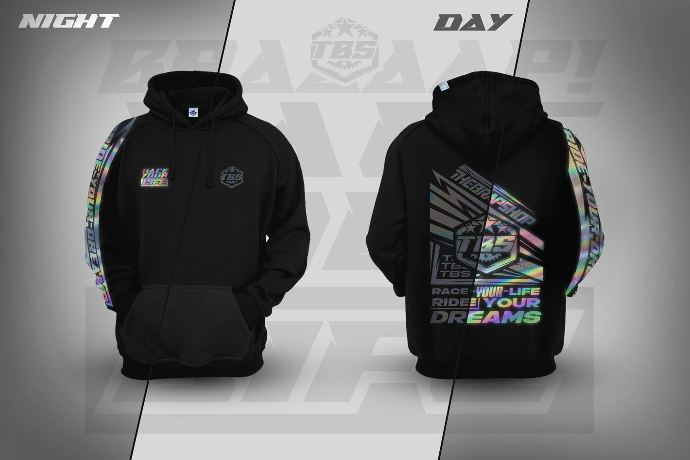 RACE YOUR LIFE HOODIES - HOLOGRAPHIC EDITION - Thebrapshop