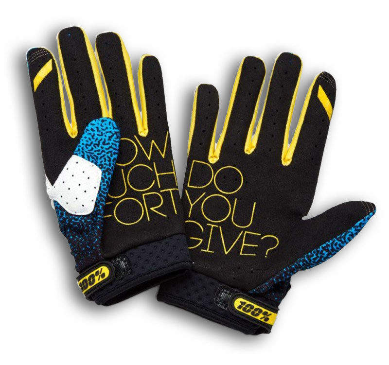 100 % RIDEFIT-HANDSCHUHE CYAN/SCHWARZ