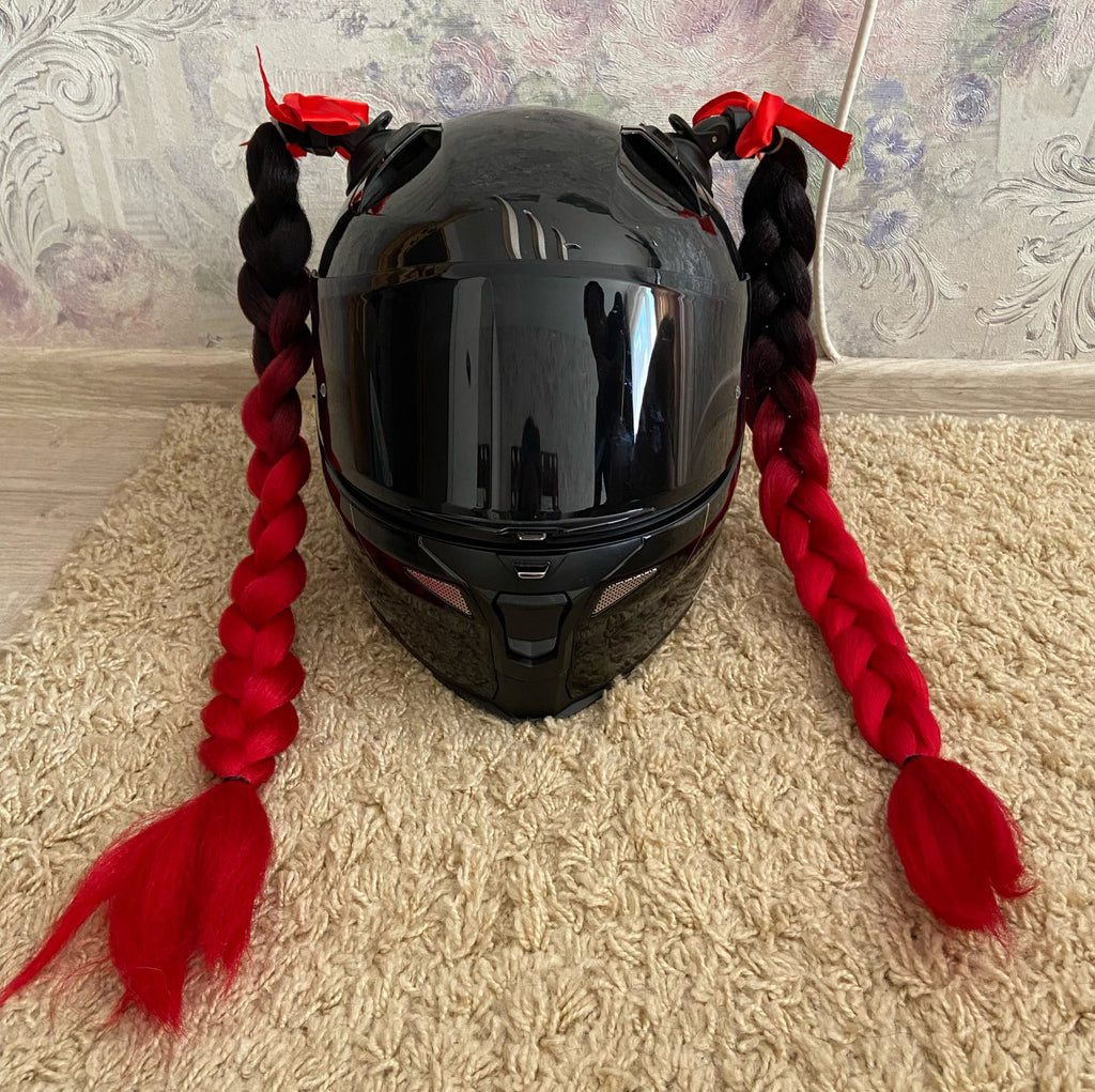 bike helmet for box braids Pigtails Soft Dreadlocks carefully brush the hair from the bottom to the top Pigtails Helmet Braids Ponytail Suction