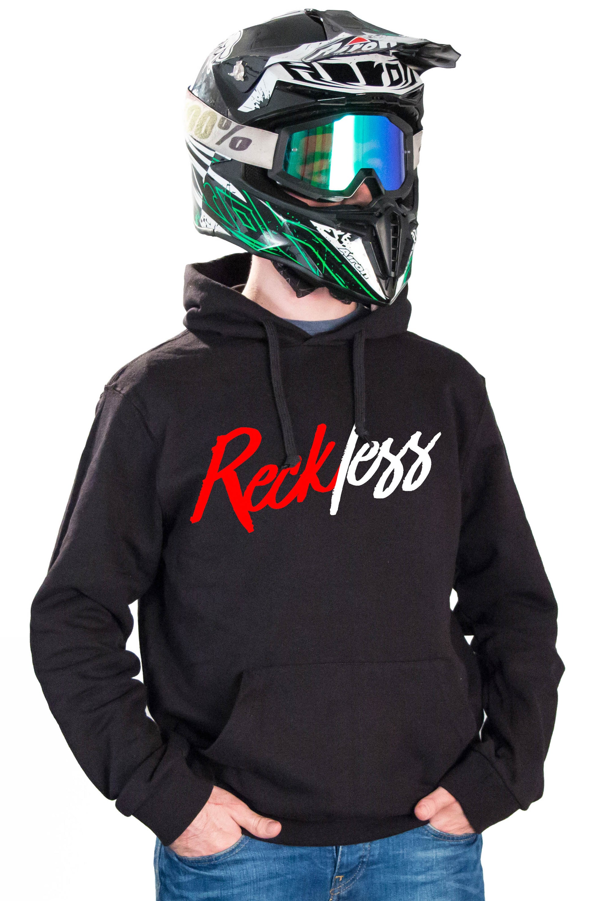 RECKLESS - BLACK HOODIES - Thebrapshop