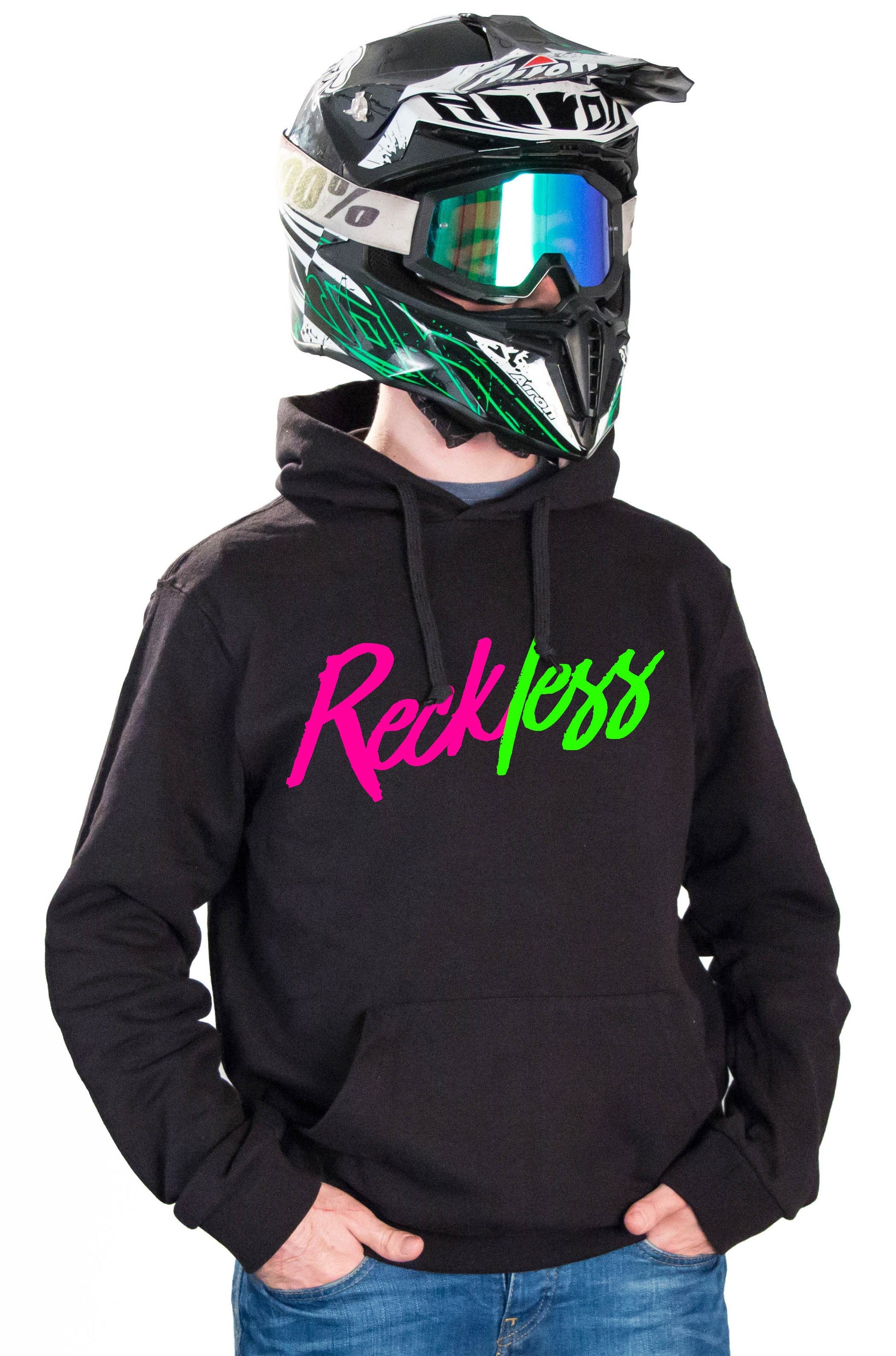 RECKLESS - BLACK HOODIES - Thebrapshop