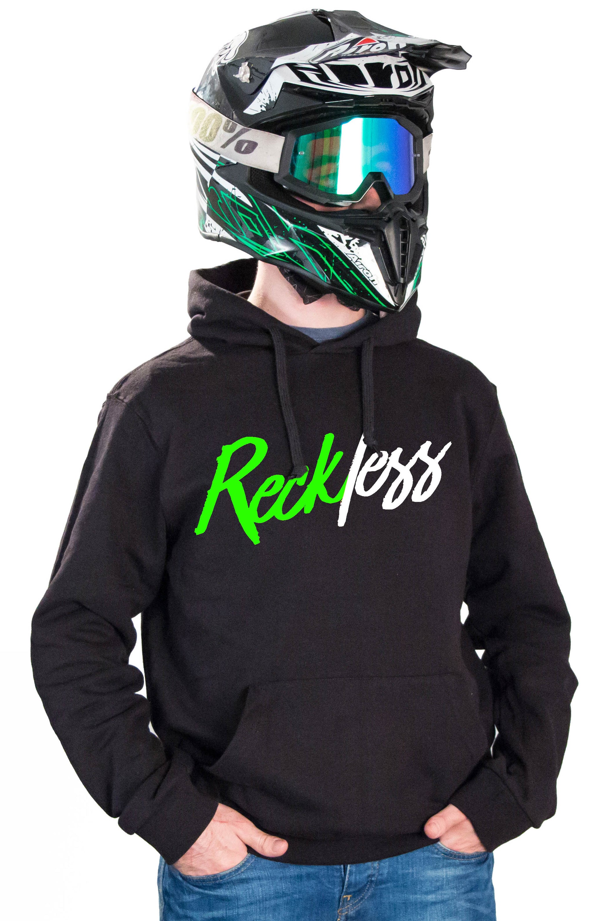 RECKLESS - BLACK HOODIES - Thebrapshop