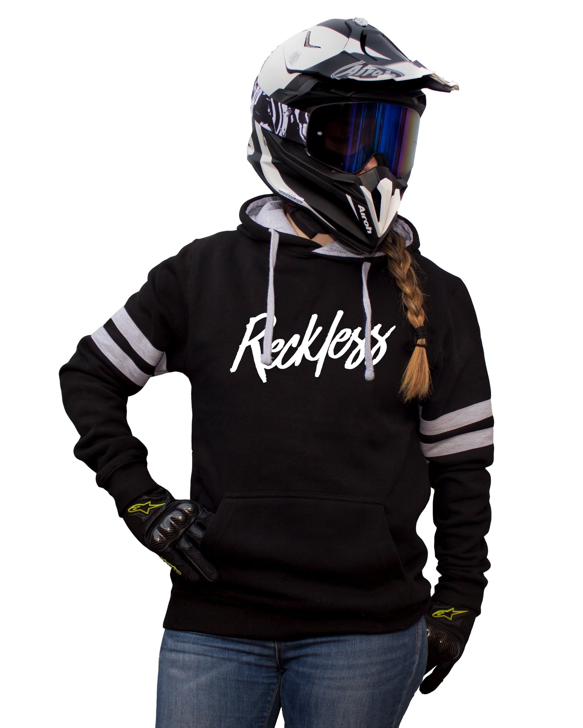 RECKLESS - BLACK STRIPED HOODIES - Thebrapshop