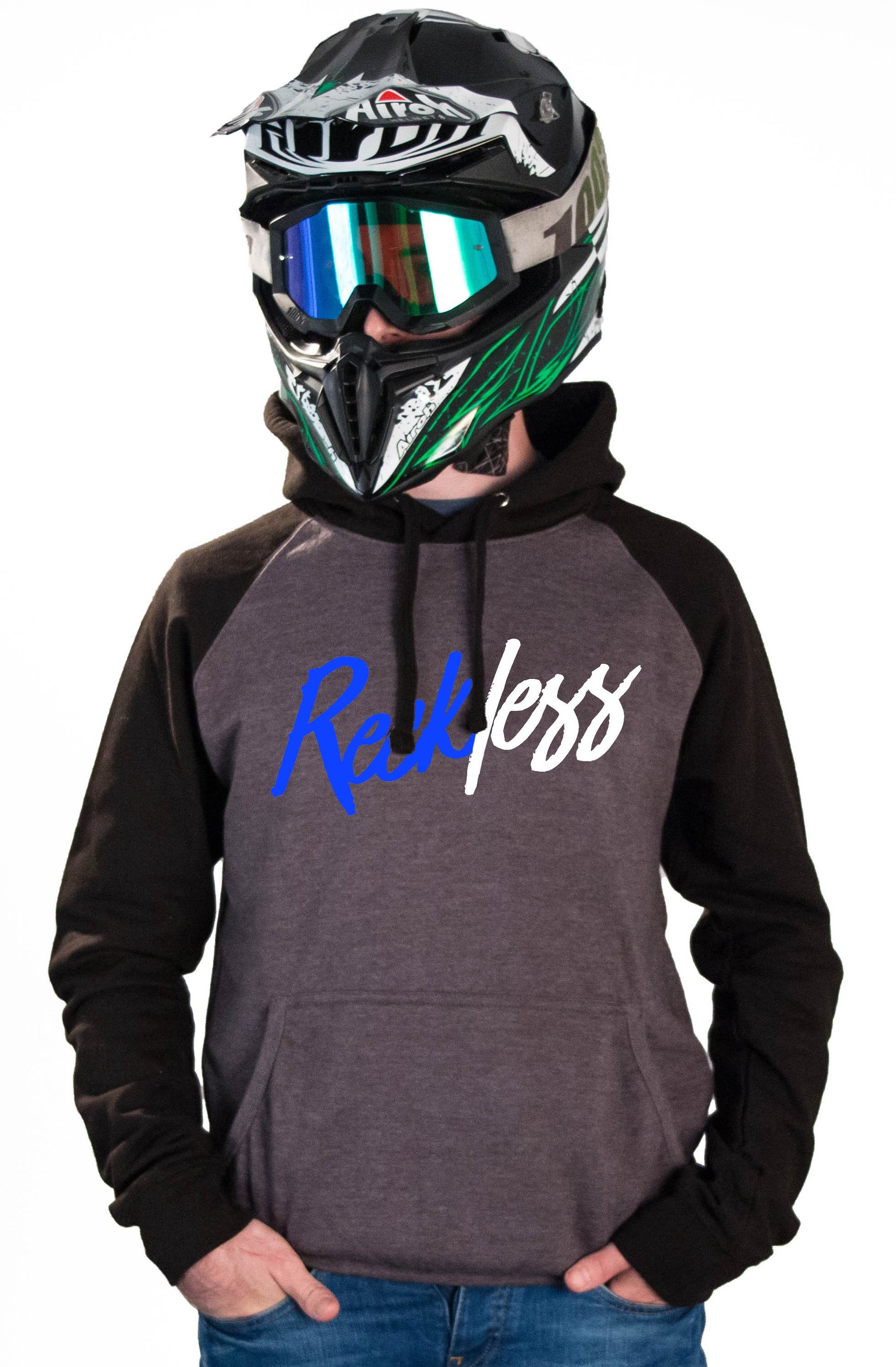 RECKLESS - CHARCOAL HOODIES - Thebrapshop