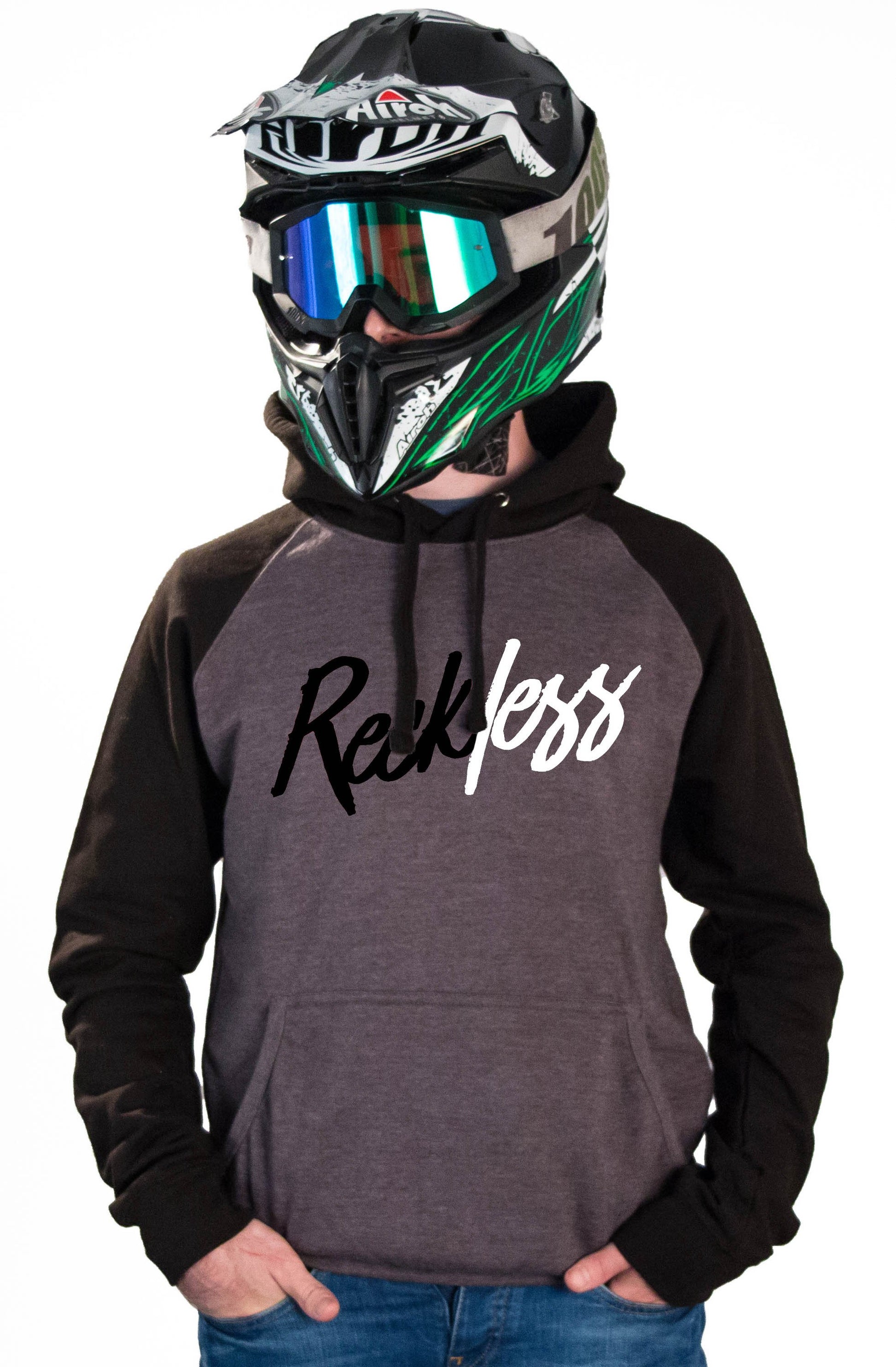 RECKLESS - CHARCOAL HOODIES - Thebrapshop
