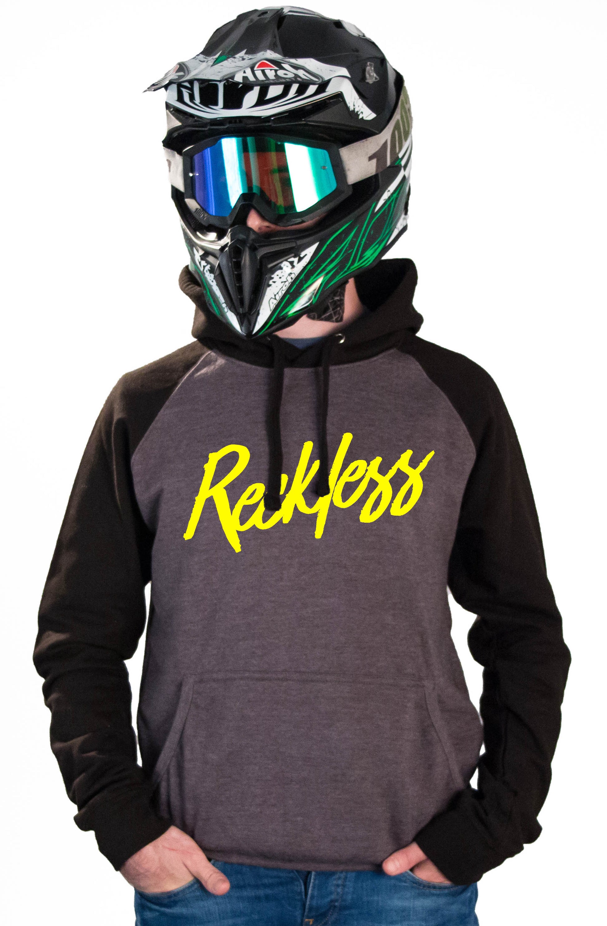 RECKLESS - CHARCOAL HOODIES - Thebrapshop
