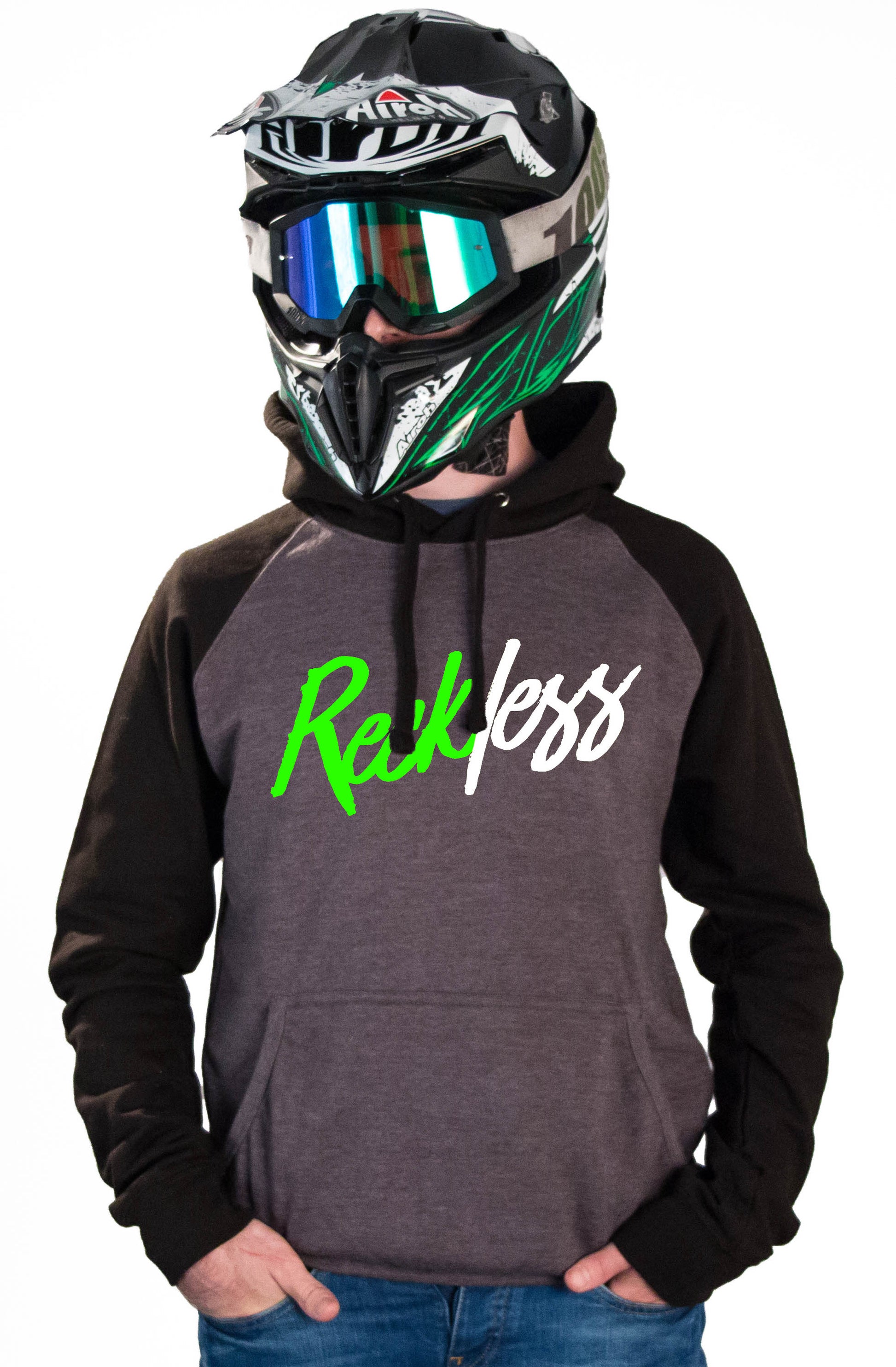 RECKLESS - CHARCOAL HOODIES - Thebrapshop